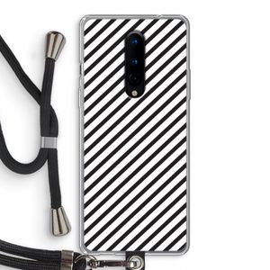 Strepen zwart-wit: OnePlus 8 Transparant Hoesje met koord