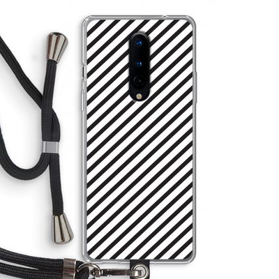 Strepen zwart-wit: OnePlus 8 Transparant Hoesje met koord