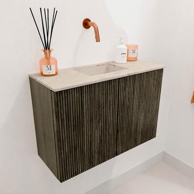 Toiletmeubel Mondiaz Joya Dlux | 60 cm | Meubelkleur Shadow | Faye wastafel Frappe Wasbak Midden | Zonder kraangat(en)