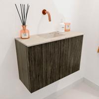 Toiletmeubel Mondiaz Joya Dlux | 60 cm | Meubelkleur Shadow | Faye wastafel Frappe Wasbak Midden | Zonder kraangat(en)