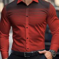 Bon&Bon Homme Men's Red Ombre Long Sleeve Shirt | Regular Fit Multicolor-2 / S