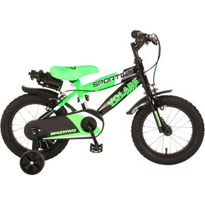 Volare Jongensfiets Sportivo 14 Inch 22,5 cm Jongens Knijprem Groen/Zwart