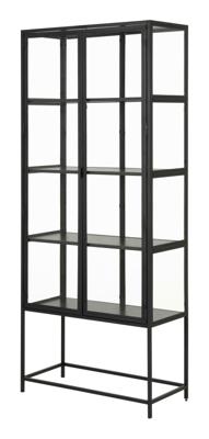 Bendt Vitrinekast 'Holger' Essen en glas, 186 x 77cm, kleur Zwart