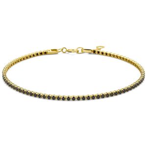 Armband Tennis geelgoud-spinel goudkleurig-zwart 16,5-18 cm