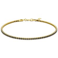 Armband Tennis geelgoud-spinel goudkleurig-zwart 16,5-18 cm