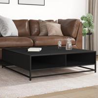 Salontafel 100x100x30 cm bewerkt hout en metaal zwart