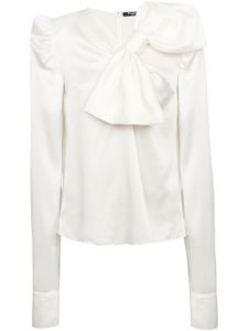 Balmain blouse en soie à détail de nœud - Blanc