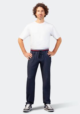 Heren pique stretch broek Hajo blauw