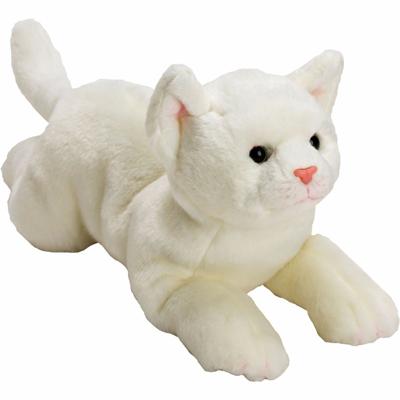 Suki Gifts Pluche knuffel poes/kat - wit - liggend - 33 cm - huisdier