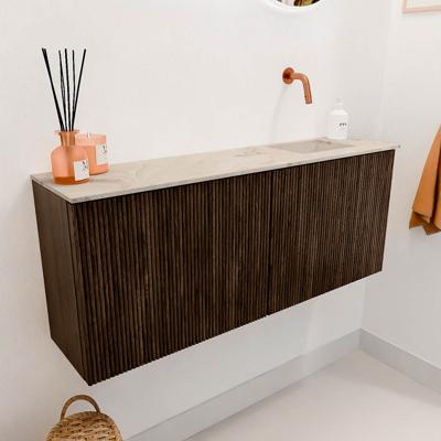 Toiletmeubel Mondiaz Joya Dlux | 100 cm | Meubelkleur Walnut | Faye wastafel Frappe Wasbak Rechts | Zonder kraangat(en)