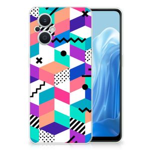 OPPO Reno8 Lite TPU Hoesje Blokken Kleurrijk