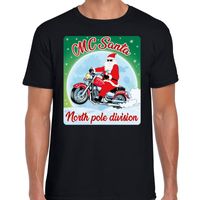 Fout kerst t-shirt voor motorliefhebbers MC Santa zwart heren