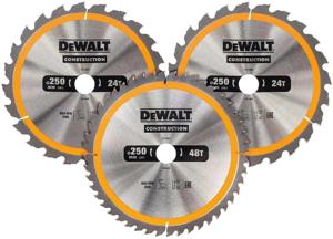 DeWALT DT1963 Cirkelzaagbladen Set 250mm (2X 24T 1X 48T)