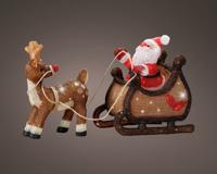 Verlichte kerstman met rendier cool wit