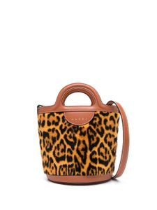 Marni mini sac seau Tropicalia à imprimé léopard - Marron