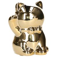 Spaarpot kat/poes in het glimmend goud 10.5 cm   -