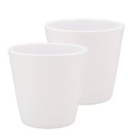 DK Design Bloempot/plantenpot - 2x - Vinci - wit mat - voor kamerplant - D16 x H18 cm