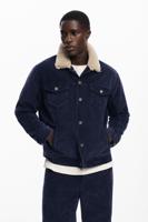 Corduroy jack met schapenvacht-effect kraag - BLUE - XL