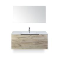 Seville Badmeubelset 120 cm - 2 laden Craft Oak Edge - Wastafel Enjoy Enkel - met Spiegel