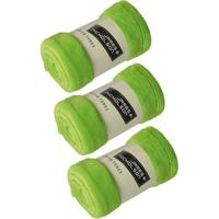 Fleece deken/plaid - 3x - limegroen - 120 x 160 cm - 200 grams - polyester - bank/bed