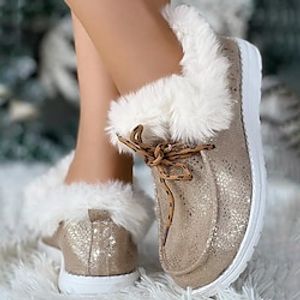 Kerst enkellaarsjes met metallic pluizige details en voering miniinthebox