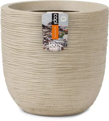Capi waste bol rib nl kunststof bloempot 43x41 cm terrazzo beige