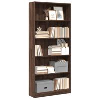Boekenkast 80x24x176 cm bewerkt hout bruin eikenkleurig