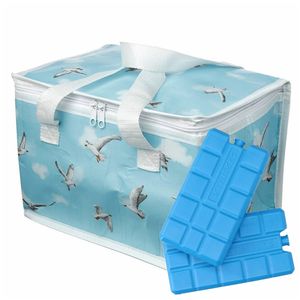 Puckator Kleine lunch koeltas met 2x koelelement - Zeemeeuw print - 11,6 liter - Koeltas