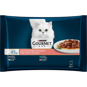 Gourmet Perle Mini Filets In Saus, Volledig Nat Diervoeder Voor Volwassen Katten, Met Kip, Met Rund, Met Konijn, Met Zalm, 85g Maaltijdzakje bij Jumbo