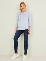 Zwangerschaps skinny jeans met lage tailleband onbewerkt denim