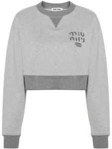 Miu Miu sweat crop à logo imprimé - Gris