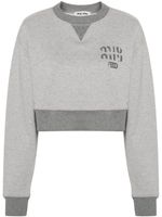 Miu Miu sweat crop à logo imprimé - Gris - thumbnail