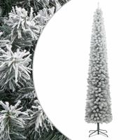 Kunstkerstboom smal met standaard en sneeuw 270 PVC - thumbnail