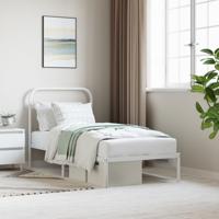 Bedframe met hoofdbord metaal wit 90x190 cm