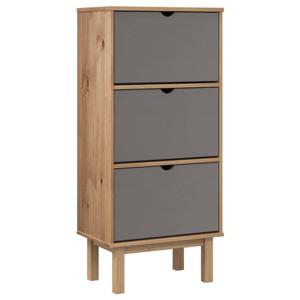 The Living Store OTTA Schoenenkast - 55 x 35 x 120 cm - Massief grenenhout - 3 kieplades