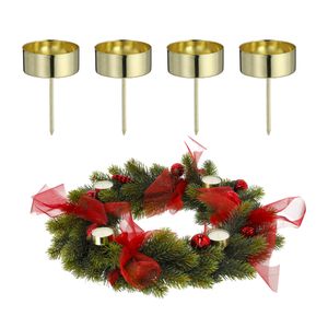 4x stuks theelichthouders instekers goud voor een kerststukje 7 cm