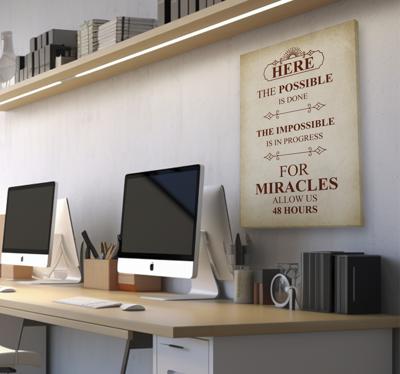 Vintage motivatie canvas schilderij kantoor