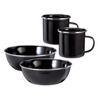 Redcliffs Outdoor servies - 4 delig - zwart - emaille - kamperen/outdoor