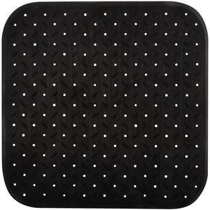 Douche/bad anti-slip mat badkamer - rubber - zwart - 54 x 54 cm - vierkant