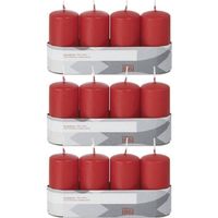 12x Kaarsen rood 5 x 10 cm 18 branduren sfeerkaarsen - Stompkaarsen