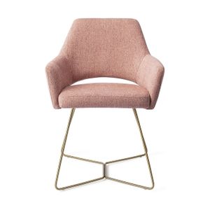Jesper Home Yanai eetkamerstoel Pink Punch beehive gold