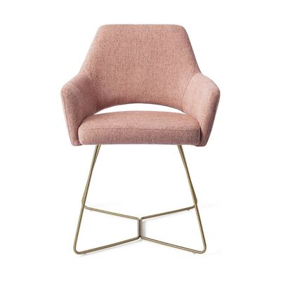 Jesper Home Yanai eetkamerstoel Pink Punch beehive gold