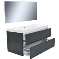 Wiesbaden Vision Badkamermeubelset met Spiegel - 100 cm Hoogglans Grijs