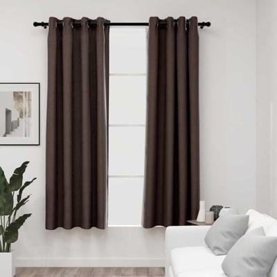VidaXL Gordijnen linnen-look verduisterend ogen 2 st 140x175 cm taupe