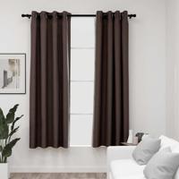 VidaXL Gordijnen linnen-look verduisterend ogen 2 st 140x175 cm taupe