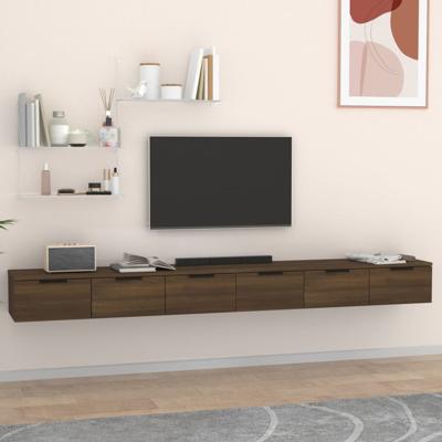 Wandkasten 2 st 102x30x20 cm bewerkt hout bruin eikenkleur