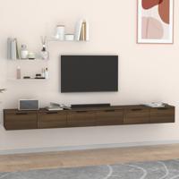 Wandkasten 2 st 102x30x20 cm bewerkt hout bruin eikenkleur