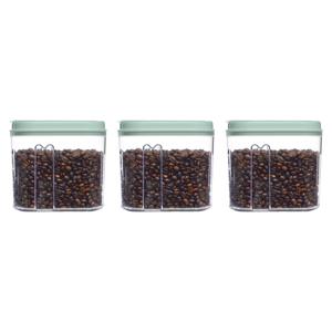 Voedselcontainer strooibus - 3x - mintgroen - 1000 ml - kunststof - 15 x 8 x 14 cm - voorraadpot