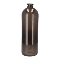 Bloemenvaas fles model - helder gekleurd glas - zwart - D14 x H41 cm
