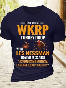 Men's Cotton First Annual WKRP Turkey Drop With Les Nessman November 22 1978 T-Shirt